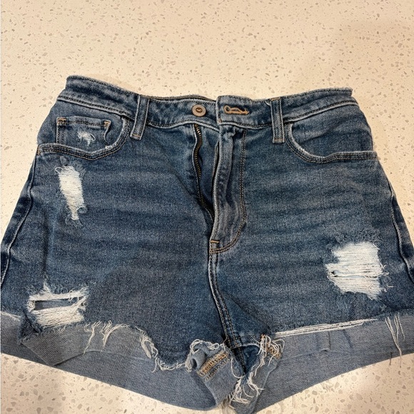 Hollister Denim Blue Distressed Women's Shorts - Picture 1 of 3